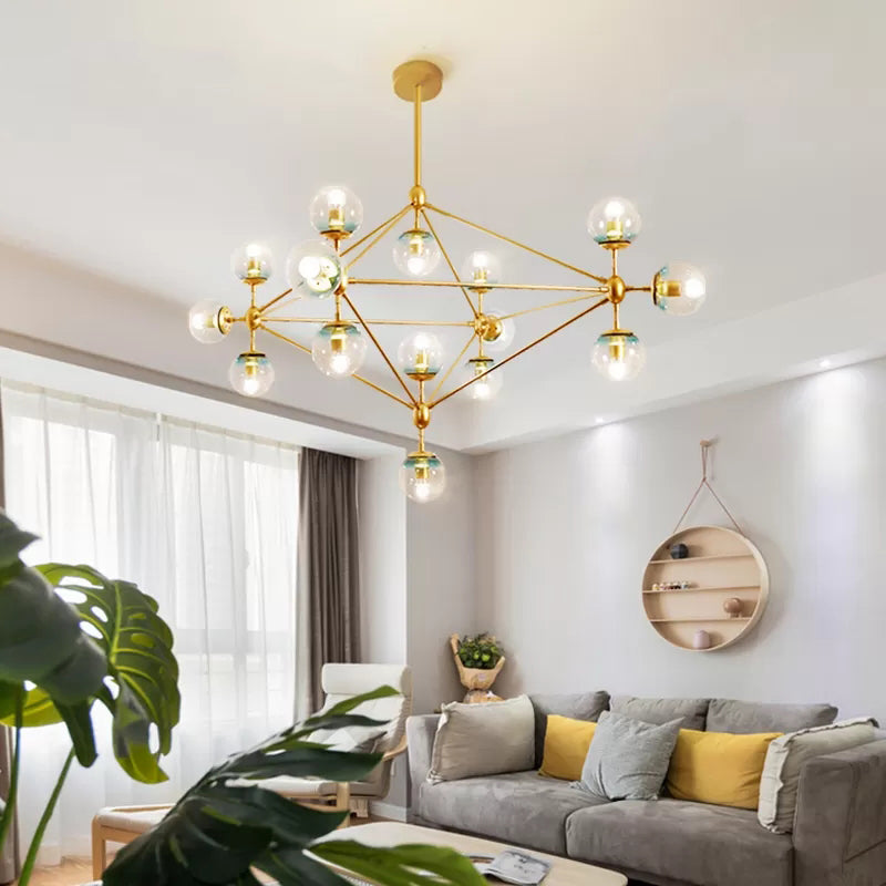 Contemporary Geometric Chandelier - Brass/Gold/Rose Gold 10/15/21 Lights Living Room Pendant 21 /