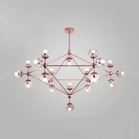 Contemporary Geometric Chandelier - Brass/Gold/Rose Gold 10/15/21 Lights Living Room Pendant