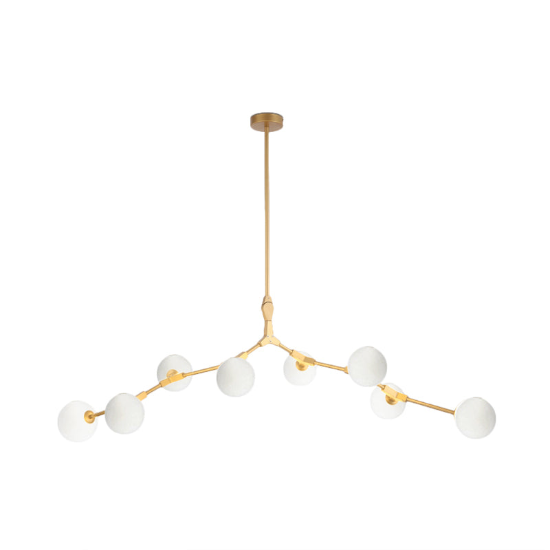 Modern Nordic Style Opal Glass Branch Hanging Lamp With Gold Chandelier Light - 5/6/7 Lights