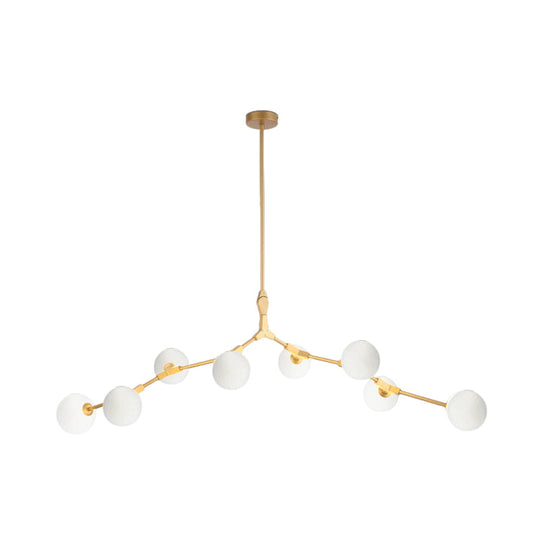 Modern Nordic Style Opal Glass Branch Hanging Lamp With Gold Chandelier Light - 5/6/7 Lights