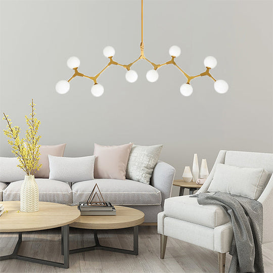 Modern Nordic Style Opal Glass Branch Hanging Lamp With Gold Chandelier Light - 5/6/7 Lights 10 /