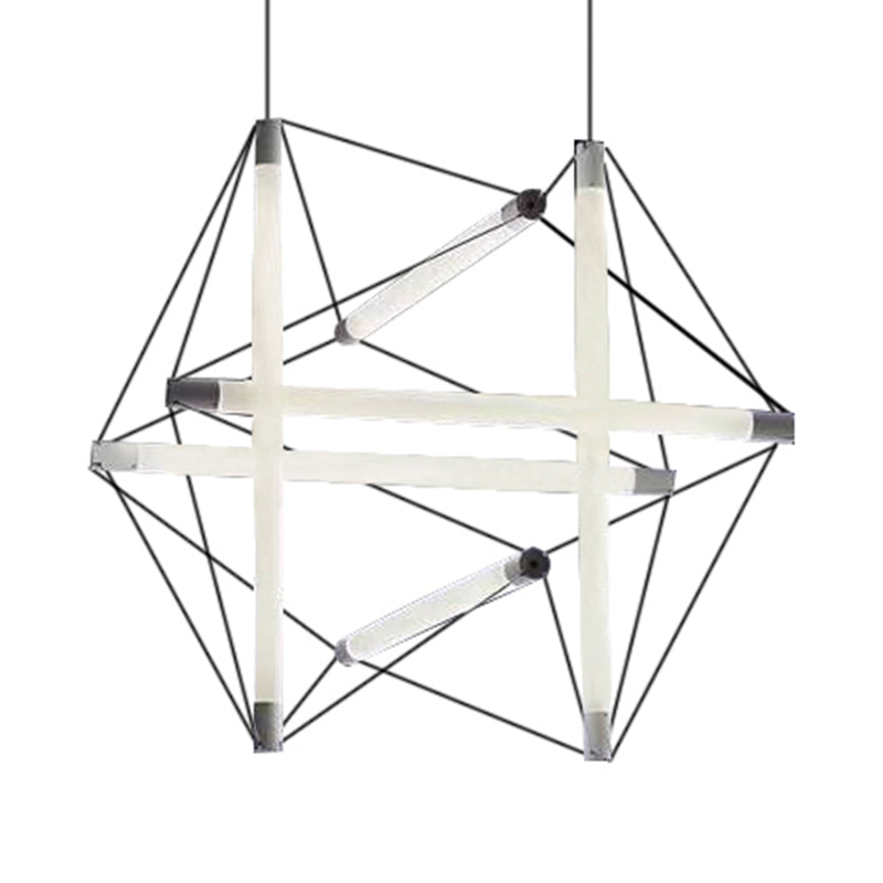 Contemporary Silver Chandelier With Geometric Acrylic Shade - 3/6 Lights Hanging Lighting 6 /