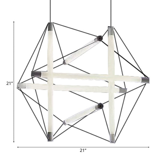 Contemporary Silver Chandelier With Geometric Acrylic Shade - 3/6 Lights Hanging Lighting