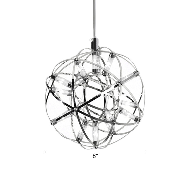 Contemporary Steel Firework Chandelier With Led Chrome Ceiling Lamp - Orbit Shade 8/12 Dia