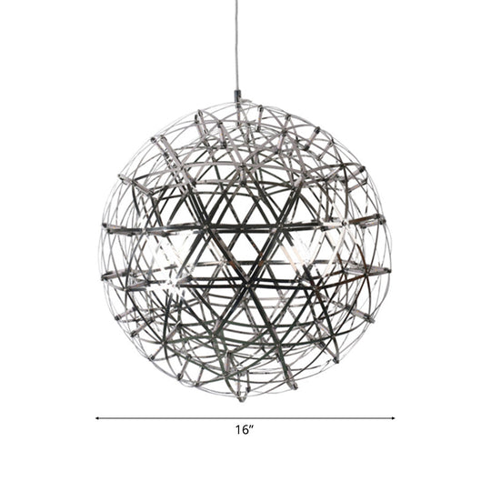 Contemporary Steel Firework Chandelier With Led Chrome Ceiling Lamp - Orbit Shade 8/12 Dia