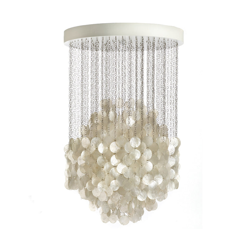 Nordic Shell Wind Chime Chandelier Pendant Light 4-Light White Ceiling Fixture 19.5/23.5 Dia