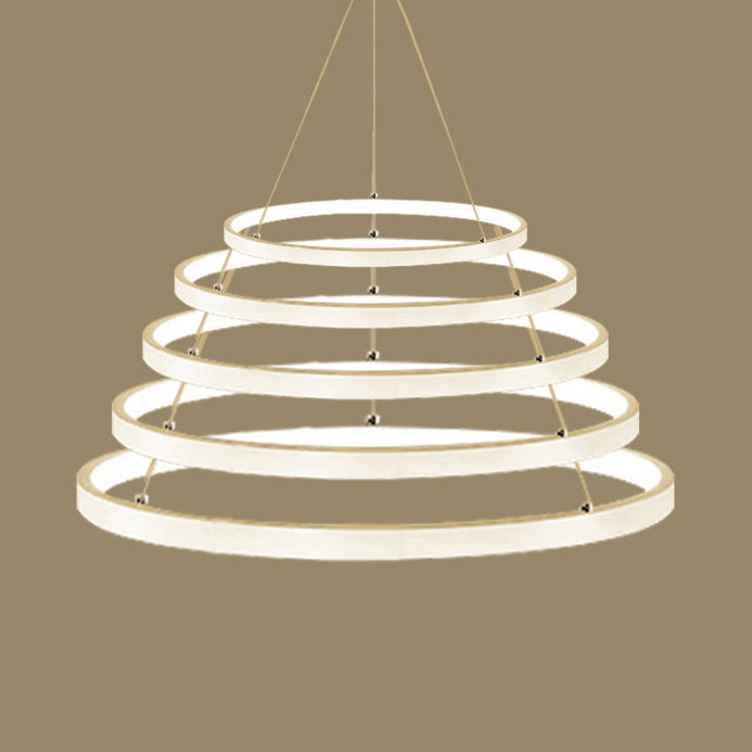 Modern Acrylic Led Ring Chandelier Pendant With 3/4/5 Lights - Black/White/Brown Ceiling Fixture In