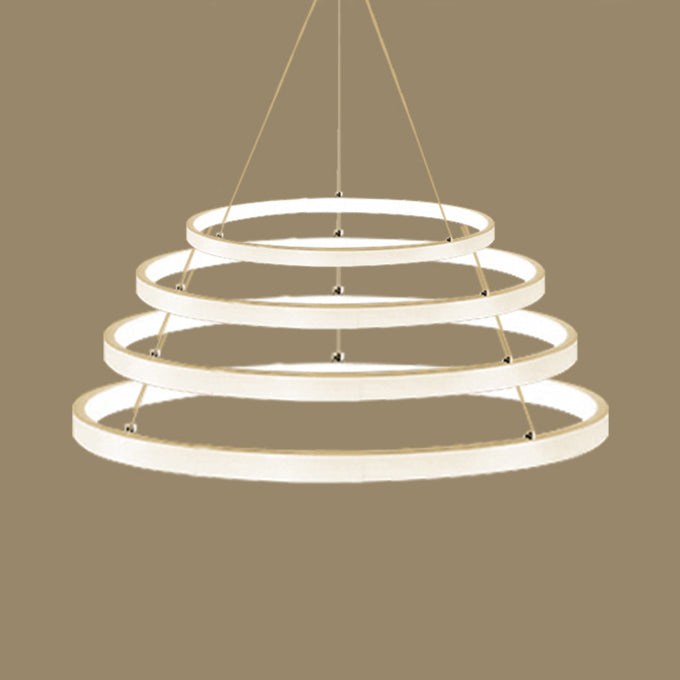 Modern Acrylic Led Ring Chandelier Pendant With 3/4/5 Lights - Black/White/Brown Ceiling Fixture In