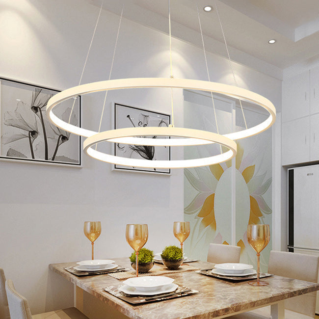 Modern Acrylic Led Ring Chandelier Pendant With 3/4/5 Lights - Black/White/Brown Ceiling Fixture In