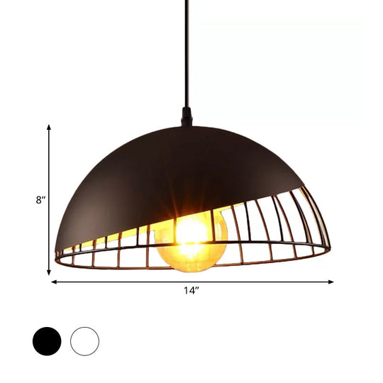 12"/14" Retro Style Hanging Pendant Light with Metal Bowl Design - Black/Gray Finish for Dining Table