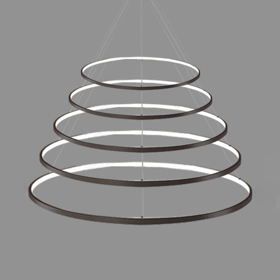 Modern Acrylic Led Ring Chandelier Pendant With 3/4/5 Lights - Black/White/Brown Ceiling Fixture In