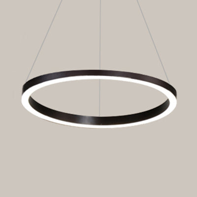 Contemporary Brown Acrylic Led Hoop Chandelier - Warm/White Light