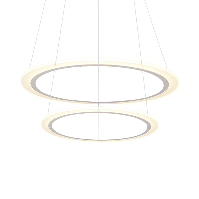 Modern Chandelier With Acrylic Shade - Contemporary Pendant Light Warm/White Illumination