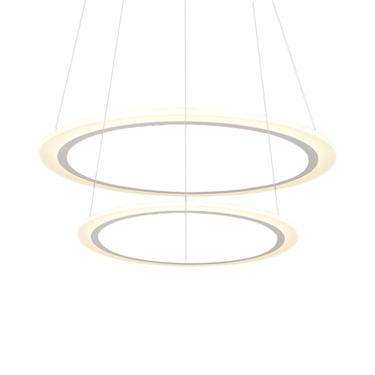 Modern Chandelier With Acrylic Shade - Contemporary Pendant Light Warm/White Illumination