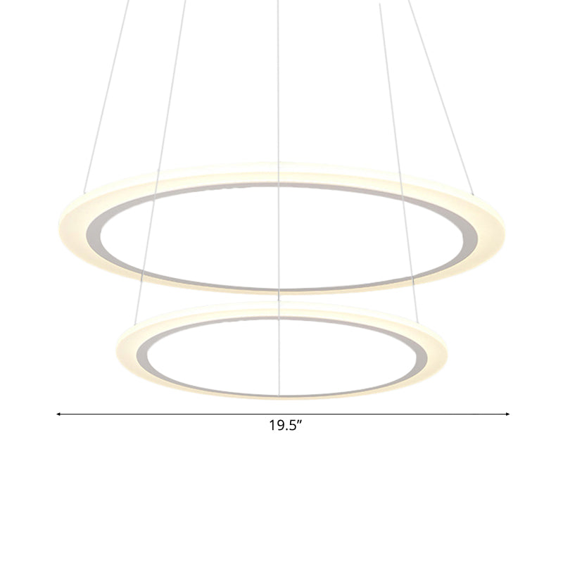 Modern Chandelier With Acrylic Shade - Contemporary Pendant Light Warm/White Illumination