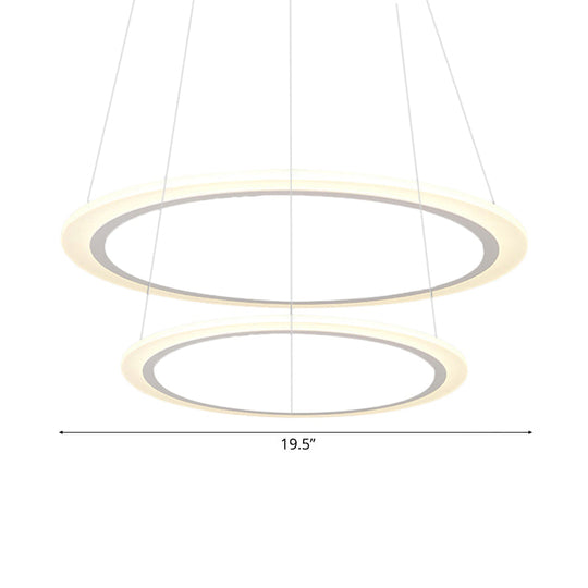 Modern Chandelier With Acrylic Shade - Contemporary Pendant Light Warm/White Illumination