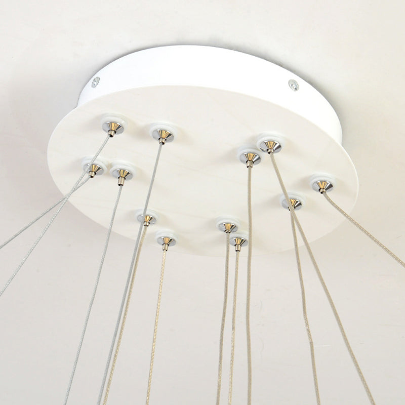 Modern Chandelier With Acrylic Shade - Contemporary Pendant Light Warm/White Illumination