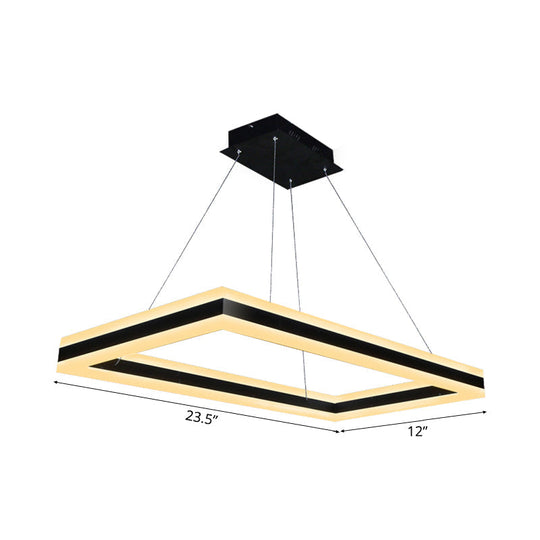 Modern Led Acrylic Rectangular Ceiling Light Chandelier Pendant In Black With Warm/White Option