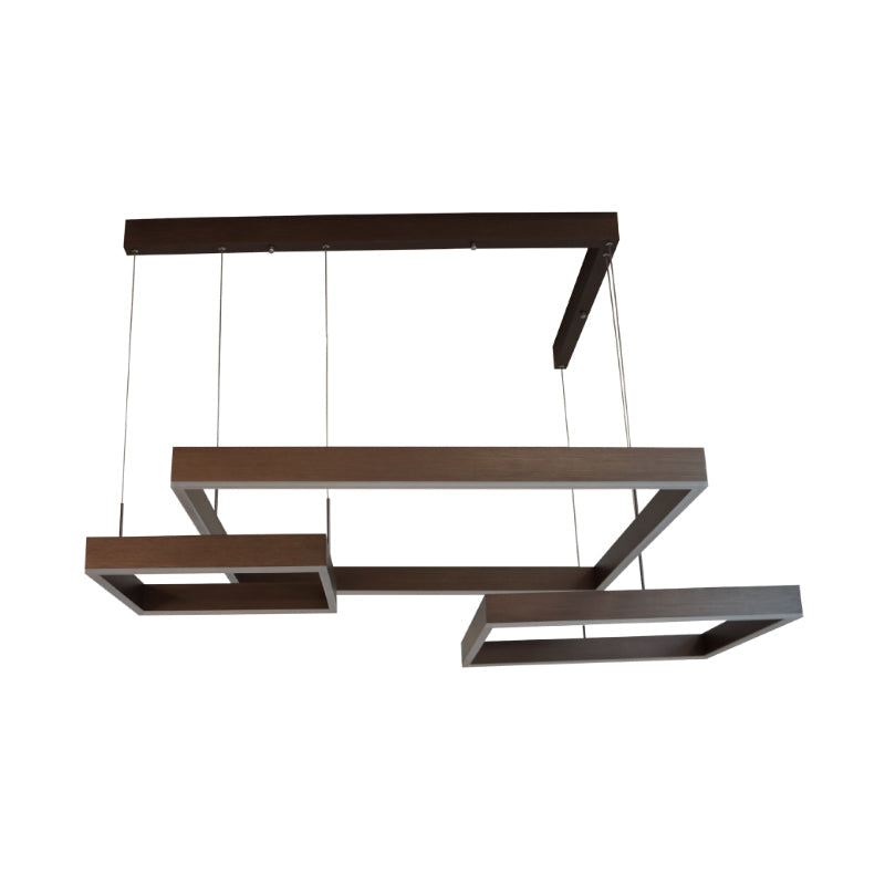 Contemporary Square Led Chandelier Light - Acrylic Brown 2/3 Lights Warm/White Bedroom Ceiling