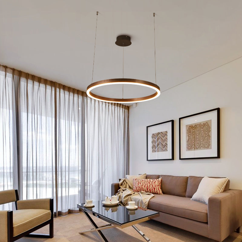 Contemporary Acrylic Shade Round Chandelier Pendant Ceiling Light - Warm/White Glow 1 / Coffee White