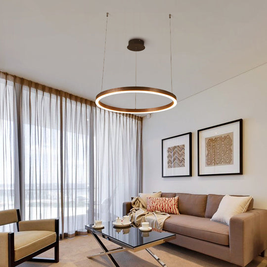 Contemporary Acrylic Shade Round Chandelier Pendant Ceiling Light - Warm/White Glow 1 / Coffee White