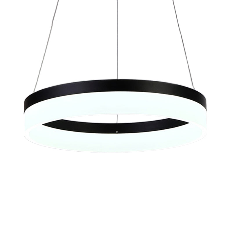 Modern Round Led Chandelier Pendant - Acrylic 1/2/3-Light Ceiling Light Fixture In Black/White/Gold