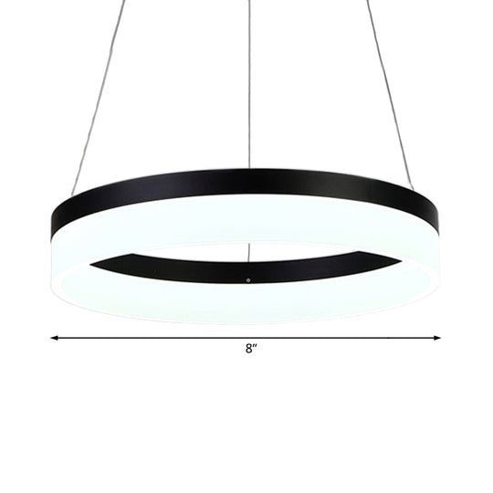 Modern Round Led Chandelier Pendant - Acrylic 1/2/3-Light Ceiling Light Fixture In Black/White/Gold