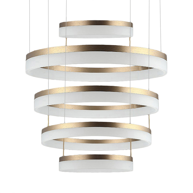 Modern Round Led Chandelier Pendant - Acrylic 1/2/3-Light Ceiling Light Fixture In Black/White/Gold