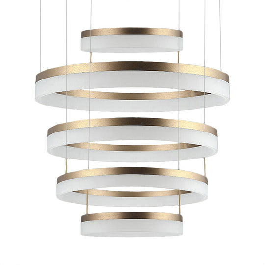 Modern Round Led Chandelier Pendant - Acrylic 1/2/3-Light Ceiling Light Fixture In Black/White/Gold