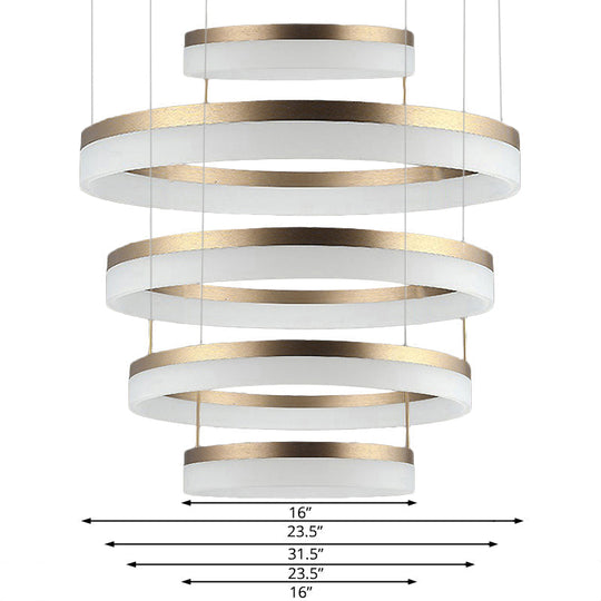 Modern Round Led Chandelier Pendant - Acrylic 1/2/3-Light Ceiling Light Fixture In Black/White/Gold