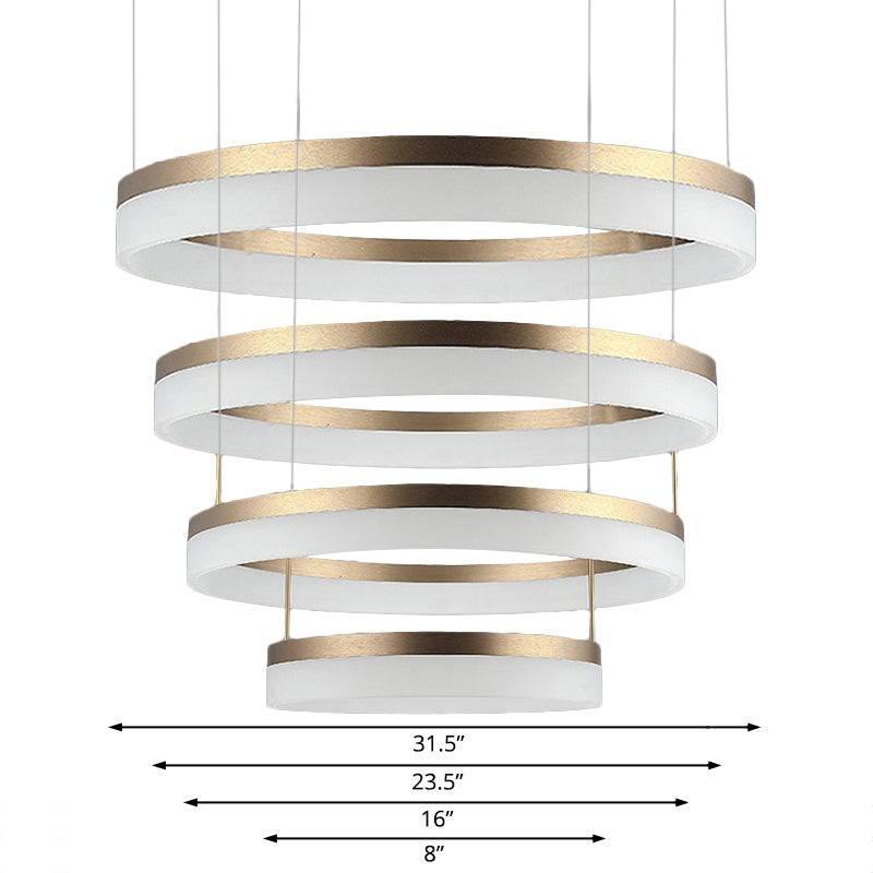 Modern Round Led Chandelier Pendant - Acrylic 1/2/3-Light Ceiling Light Fixture In Black/White/Gold