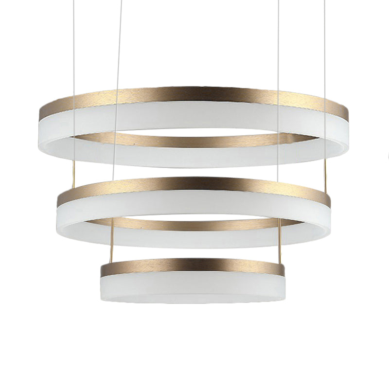 Modern Round Led Chandelier Pendant - Acrylic 1/2/3-Light Ceiling Light Fixture In Black/White/Gold