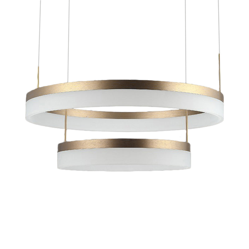 Modern Round Led Chandelier Pendant - Acrylic 1/2/3-Light Ceiling Light Fixture In Black/White/Gold