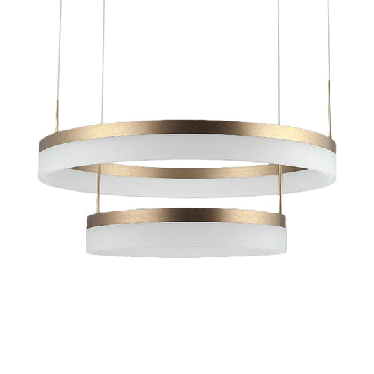 Modern Round Led Chandelier Pendant - Acrylic 1/2/3-Light Ceiling Light Fixture In Black/White/Gold