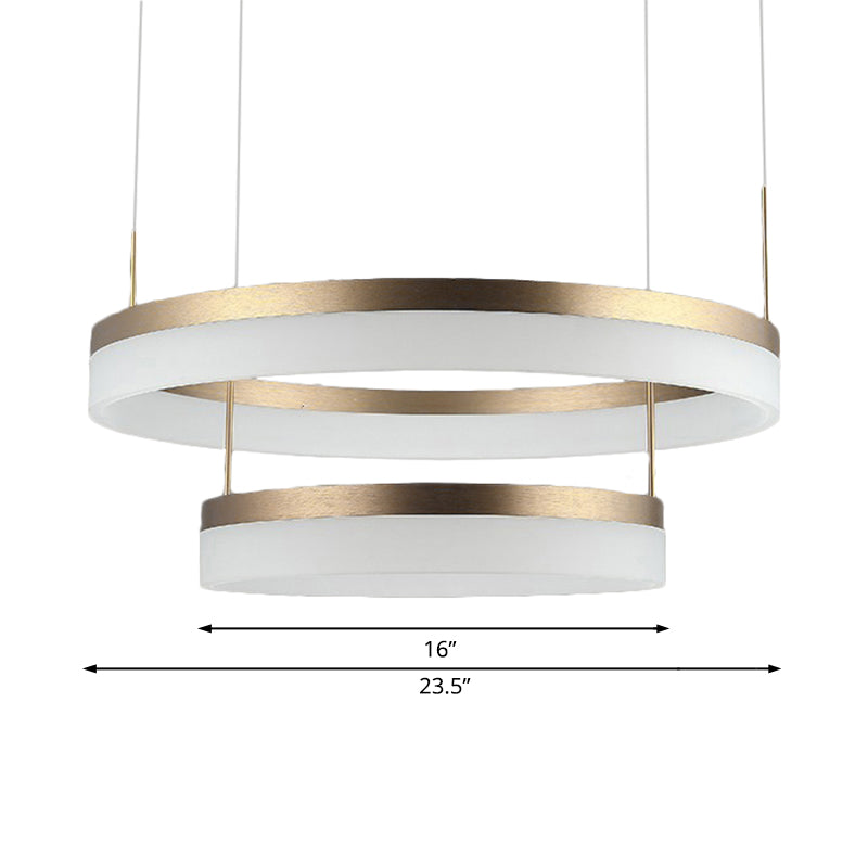 Modern Round Led Chandelier Pendant - Acrylic 1/2/3-Light Ceiling Light Fixture In Black/White/Gold