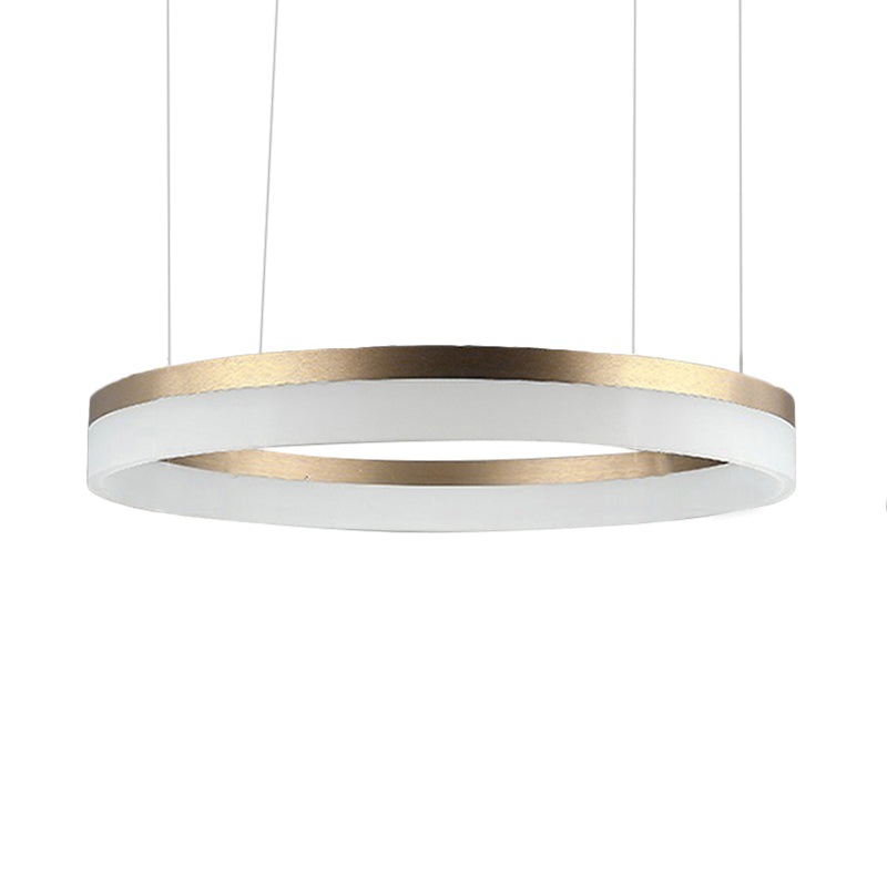 Modern Round Led Chandelier Pendant - Acrylic 1/2/3-Light Ceiling Light Fixture In Black/White/Gold