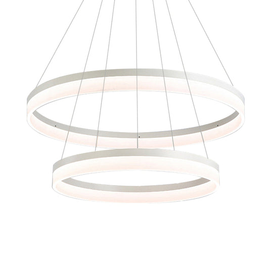 Modern Round Led Chandelier Pendant - Acrylic 1/2/3-Light Ceiling Light Fixture In Black/White/Gold