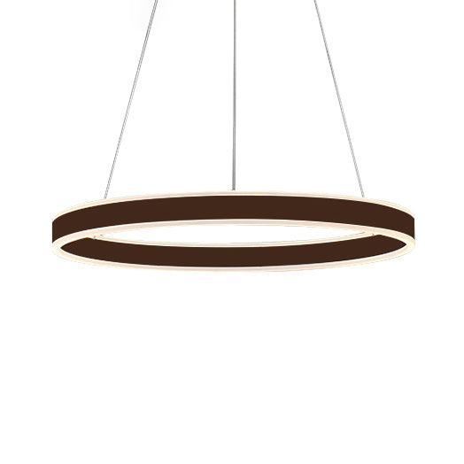 Contemporary Black/Brown Ring Pendant Chandelier With Acrylic Led Lights - 2/3/4 Options In