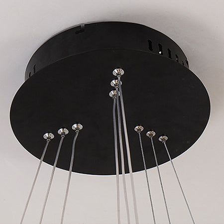 Contemporary Black/Brown Ring Pendant Chandelier With Acrylic Led Lights - 2/3/4 Options In