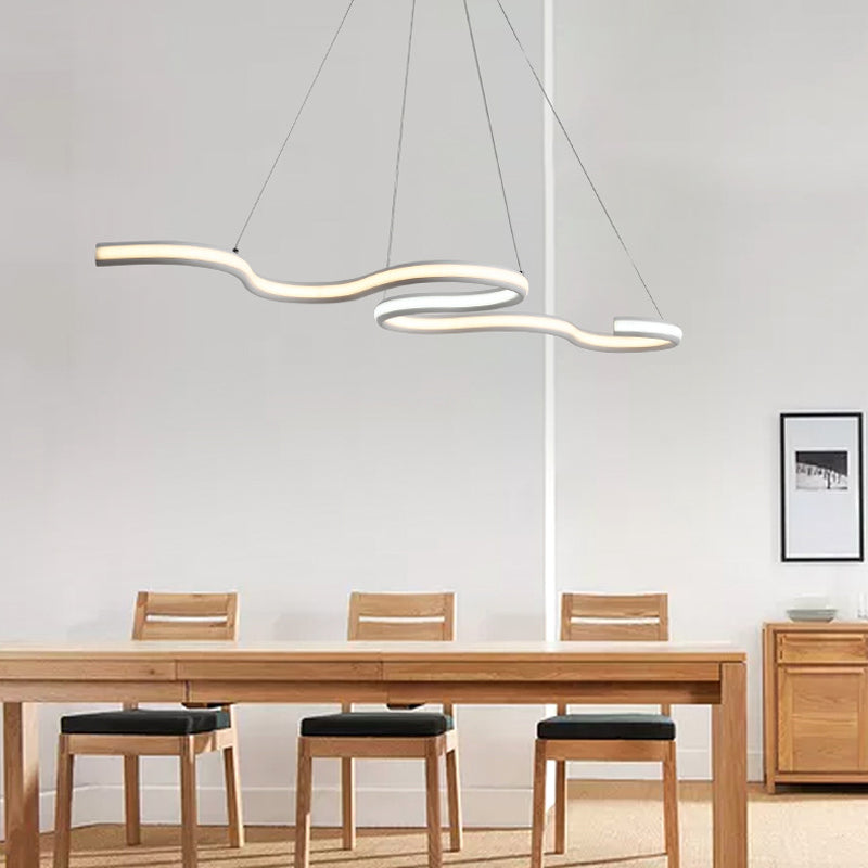 Modern Led Ceiling Light: Acrylic Shade White Twist Chandelier Pendant In Versatile Lighting Tones /