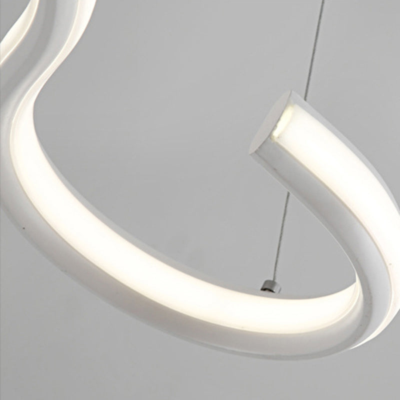 Modern Led Ceiling Light: Acrylic Shade White Twist Chandelier Pendant In Versatile Lighting Tones