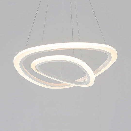 Modern Led Acrylic Triangle Ceiling Pendant Light Fixture - 1/2/3-Heads In Warm/White 2 / White