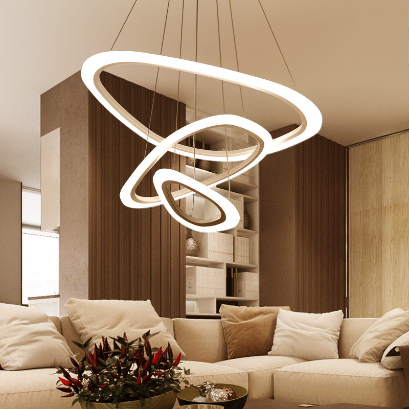 Modern Led Acrylic Triangle Ceiling Pendant Light Fixture - 1/2/3-Heads In Warm/White Lighting