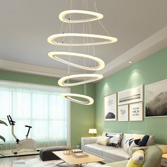 Modern Acrylic Triangle Chandelier - Led Ceiling Pendant Light In Warm/White 1/2/3-Head Fixture