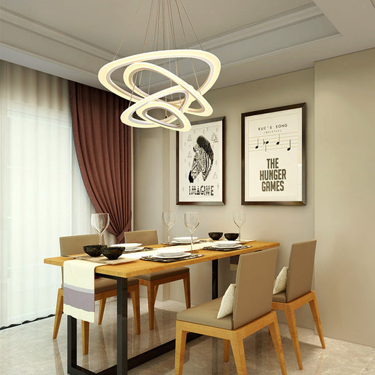 Modern Acrylic Triangle Chandelier - Led Ceiling Pendant Light In Warm/White 1/2/3-Head Fixture