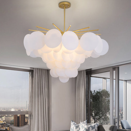 White Flaky Chandelier - Wide 25/25.5/34 Simple 4 Lights Acrylic Pendant For Bedroom / 25.5