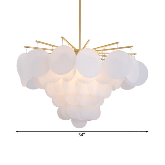 White Flaky Chandelier - Wide 25/25.5/34 Simple 4 Lights Acrylic Pendant For Bedroom