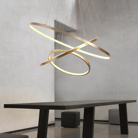 23.5/31.5 Gold Loop Chandelier Pendant With Modern Led Acrylic Ceiling Light In Warm/White