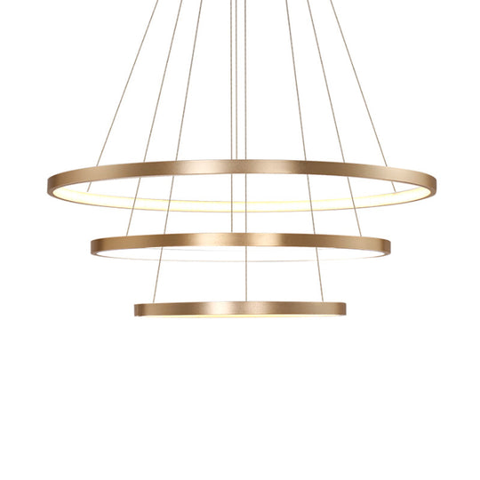 23.5/31.5 Gold Loop Chandelier Pendant With Modern Led Acrylic Ceiling Light In Warm/White