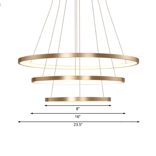 23.5/31.5 Gold Loop Chandelier Pendant With Modern Led Acrylic Ceiling Light In Warm/White